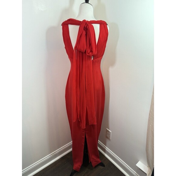 Vintage Dress Size 8 100% Silk Red Embellished Prom Dress Maxi Evening Gown - Picture 7 of 16